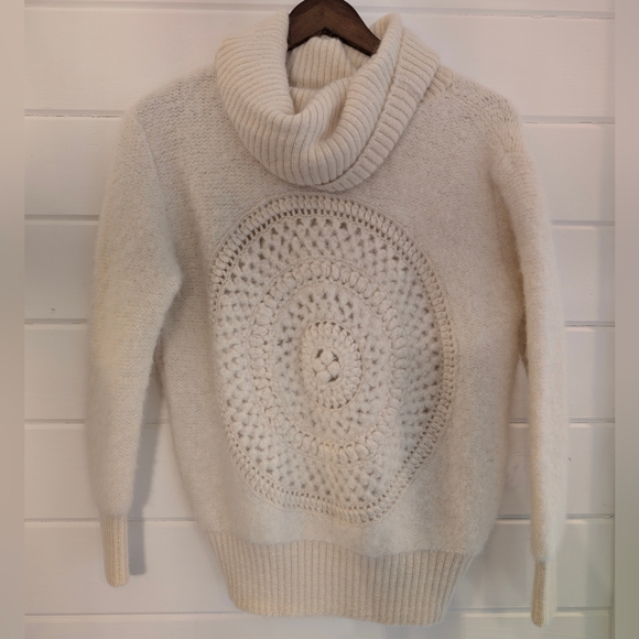 STELLA PARDO Chunky Knit Turtleneck SweaterOne Size Beige Knit Sweater